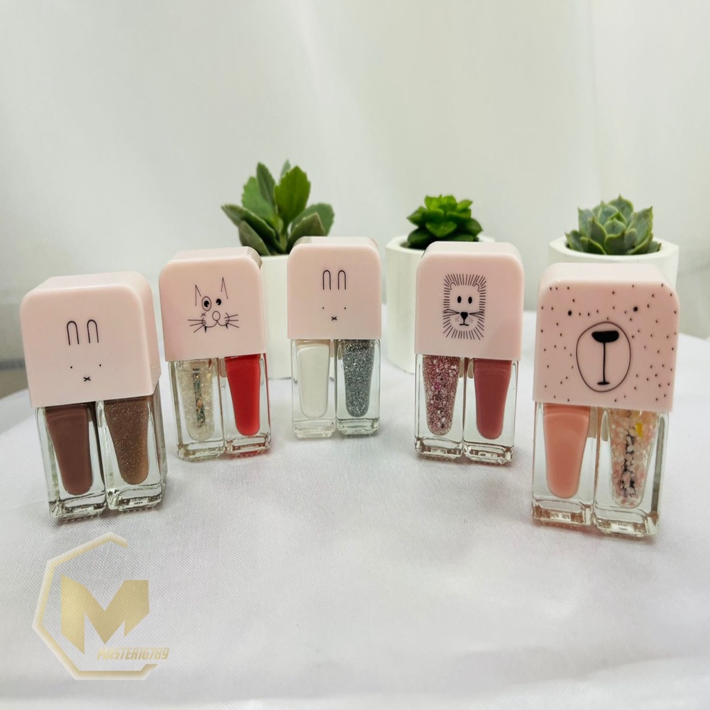 2IN1 kutek cat kuku Korea Lucu 2 Warna Gel Nail polish MA2797