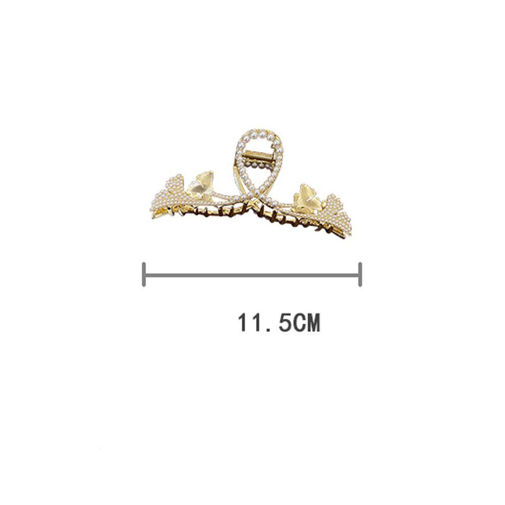 Needway   Perempuan Cakar Rambut Mewah Besar Elegan Fashion Berlian Imitasi Logam Bentuk Ginkgo