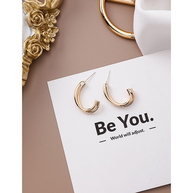 LRC Anting Tusuk Fashion Gold Irregular Bump Geometric Earrings D02390