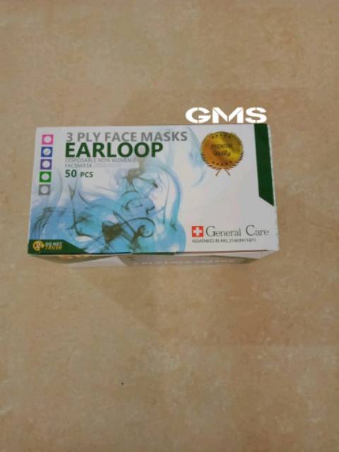 Masker 3 Ply Karet / Earloop General Care Per Box isi 50 Pcs