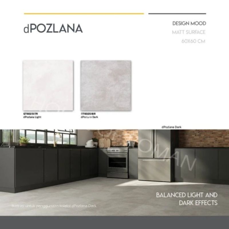 Roman Granit 60x60 dPozlana Series (Industrial Mood) / Granit Lantai Semen Ekspos / Lantai Ruang Tam