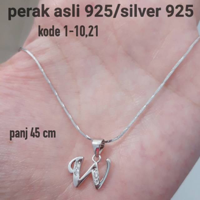 Kalung huruf perak asli 925 lapis mas putih/kalung wanita/kado unik/kalung cantik/silver 925/kalung