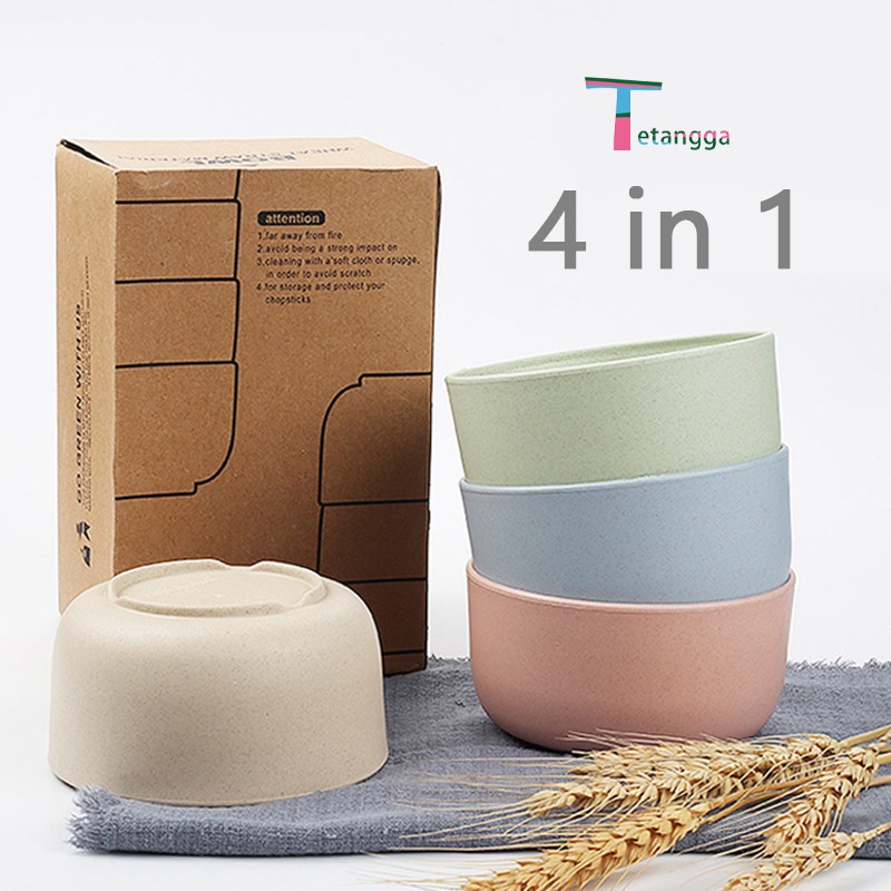 Mangkok Wheat Straw/Mangkuk Makan Bowl Set 4pcs Warna Warni Baby Bowl Wheat Bowl /VS-9