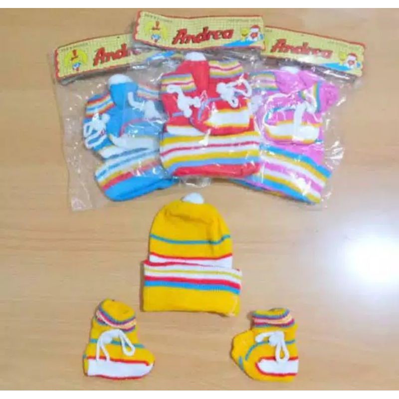 topi Bayi set kaki Rajut