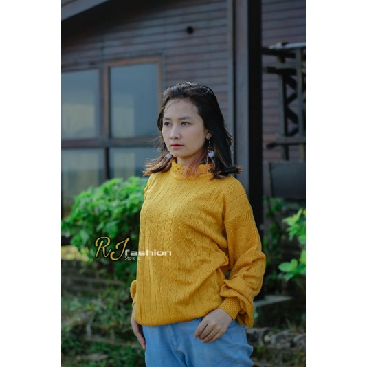 TERMURAH /Sweater /Rajut Turtle Neck/ Button Oversize l Pakaian Rajut Wanita l Sweater Rajut Keren l Rajut Murah