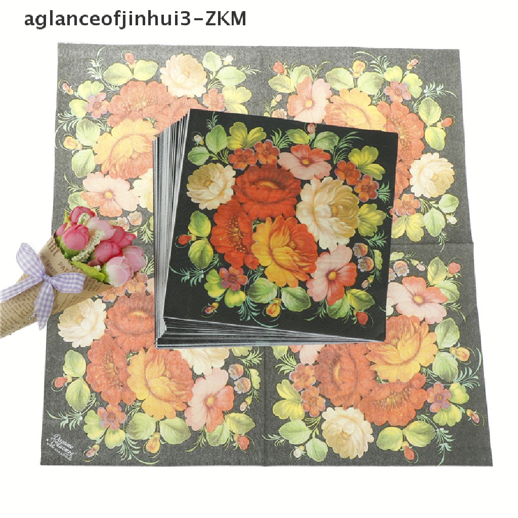 [AGID] floral flower paper napkins event &amp; party tissue cocktail napkins decor serviettes 20pcs [zkm]