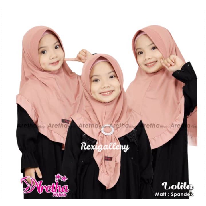 JILBAB ANAK LOLITA - KERUDUNG ANAK DENGAN GESPER - HIJAB ANAK BAHAN JERSEY SPANDEX