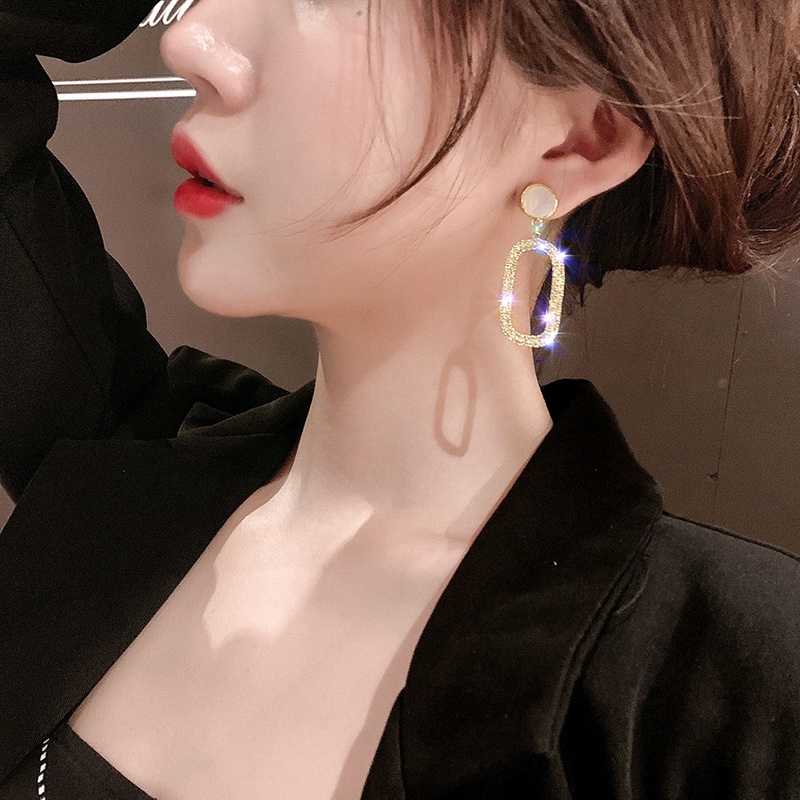 S925 Silver Retro Dangle Hoop Korea Earrings Stud Earrings Trendy Ear Jewelry Accessory