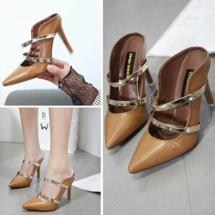 FASHION WANITA - SEPATU HEELS 5CM 5 CM TAN HEELS KERJA KANTOR FORMAL HEELS EMORY