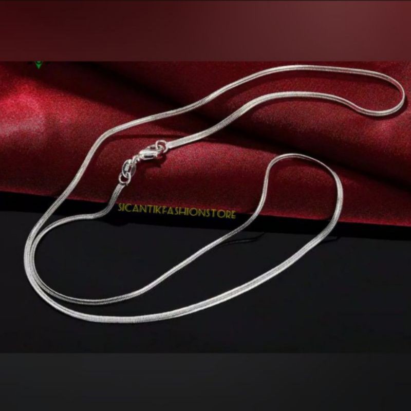 PROMO KALUNG TITANIUM PIPIH SILVER 45CM  PRIA/WANITA TERLARIS ANTI KARAT PERHIASAN LAPIS EMAS PUTIH