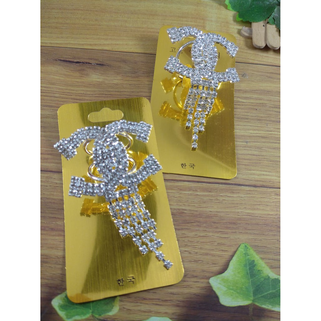 FASHION HIJAB CANTIK BROSS BROS RING PERMATA  SILVER TOKOPELANGINICER