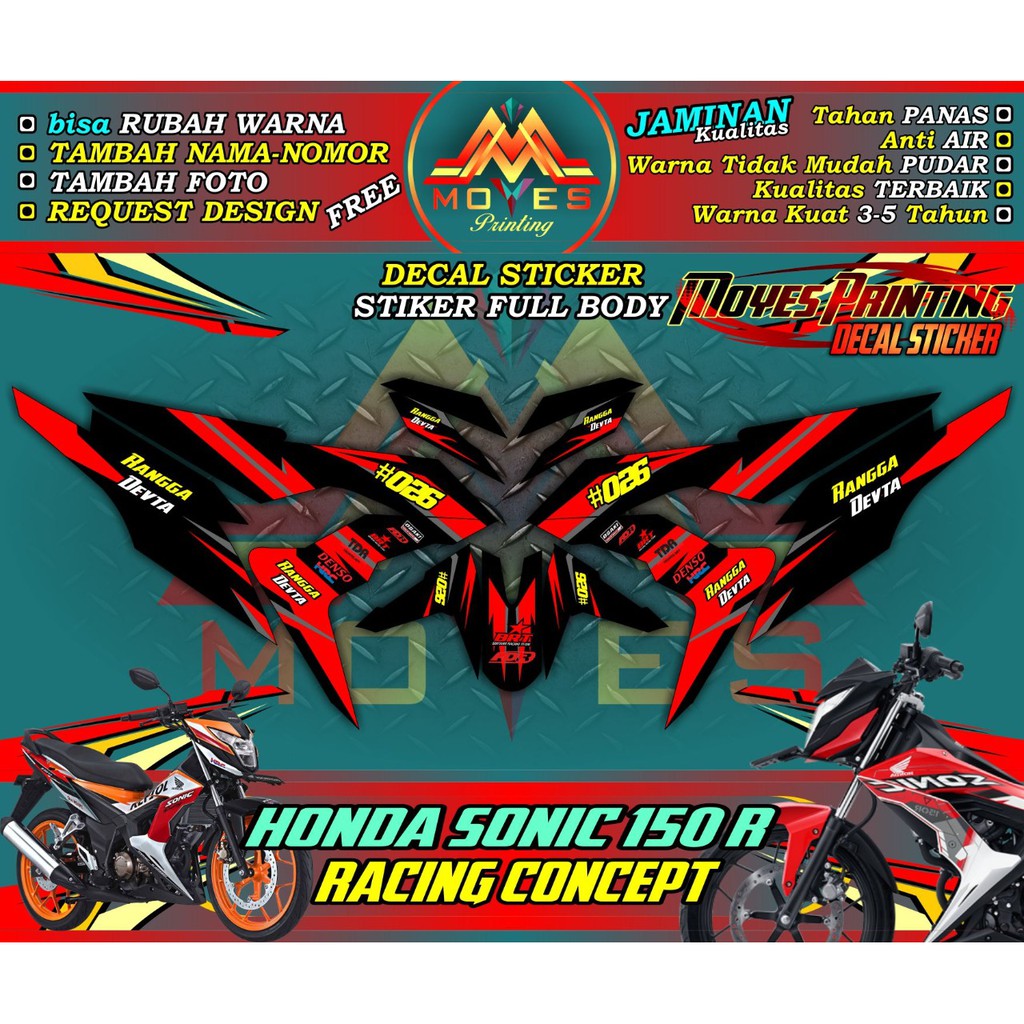 decal sonic 150 stiker decal motor honda sonic 150 full body stiker motor honda sonic 150