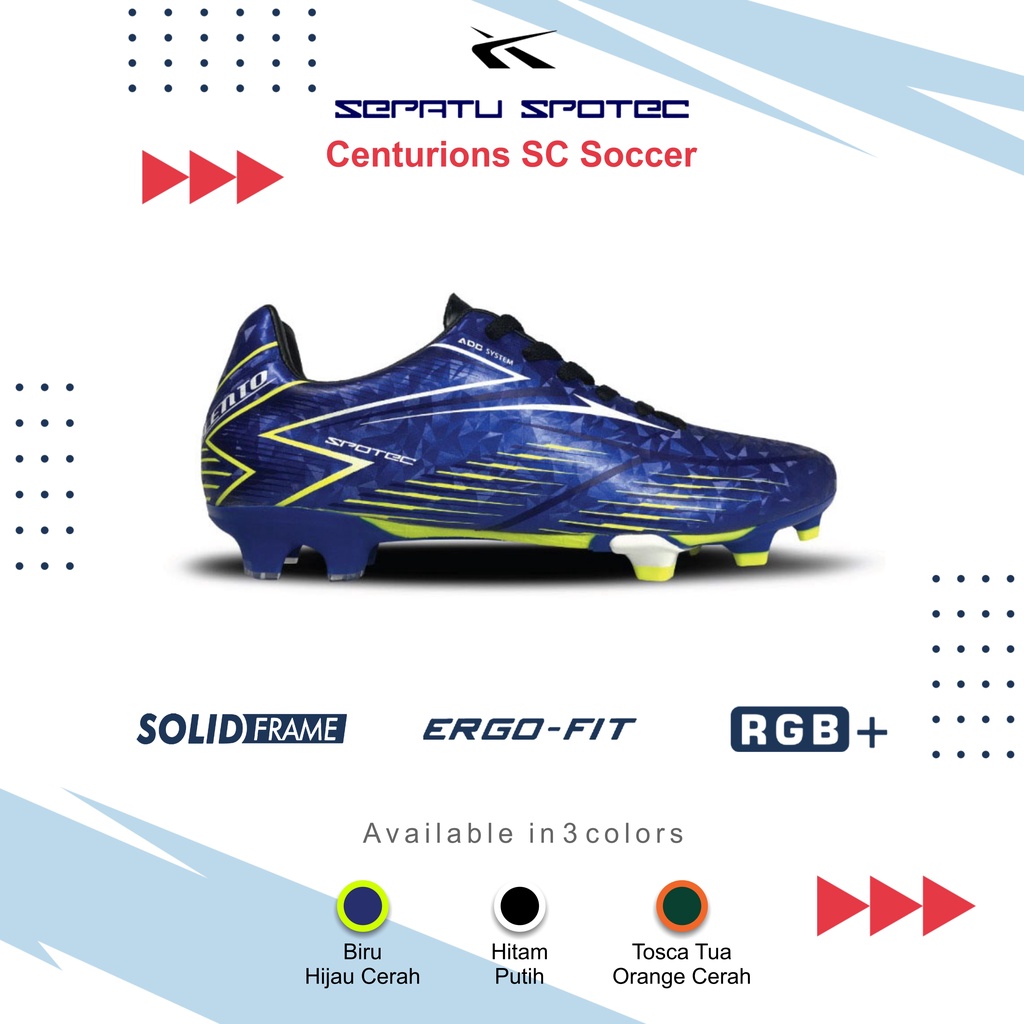 SPOTEC Sepatu Sepakbola CENTURIONS SOCCER Biru - Hijau Cerah
