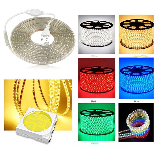 Lampu LED Strip 5050 SMD AC 220V Per Meter 60 Led Selang Langsung Colok Listrik Cocok Untuk Lampu Hias Taman Aquarium Plafon Kolam Renang