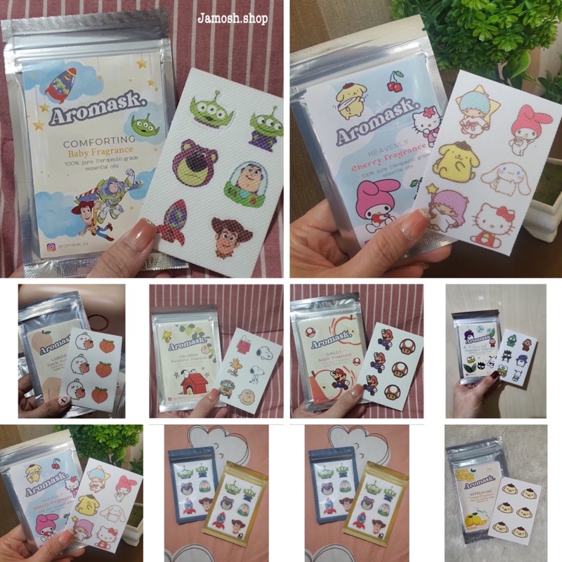 Aromask Sticker Masker Aroma Patch Freshcare Eucalyptus Patch /Stiker Masker Aromaterapi Lemon, Apple, Vanilla, Eucalyptus isi 6 12 dan 30pcs