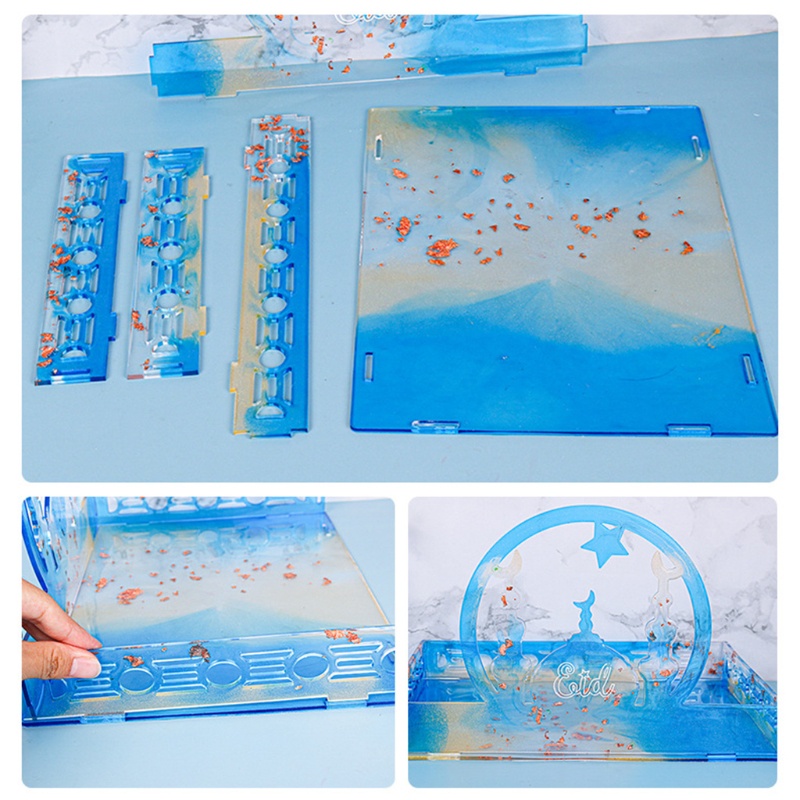 SIY  Christmas Castle Storage Box Epoxy Resin Mold Makeup Cosmetic Display Tray Silicone Mould DIY Crafts Jewelry Holder Mold