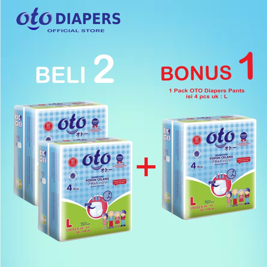 popok dewasa - kesehatan, diapers, perekat  RAK - OTO Diapers Adult Pants Popok Dewasa Celana Ukuran L isi 4 pcs BUY 2 GET 1