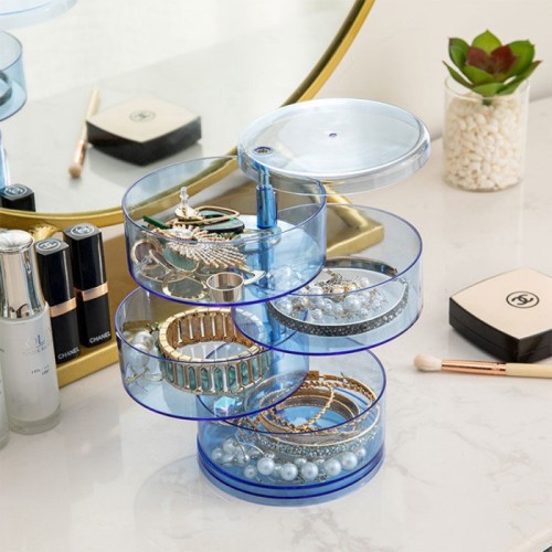 [ 4 SUSUN ] Rak Perhiasan Kalung Cincin Ikat Rambut Akrilik Putar / Rotary Acrylic Jewelry Rack