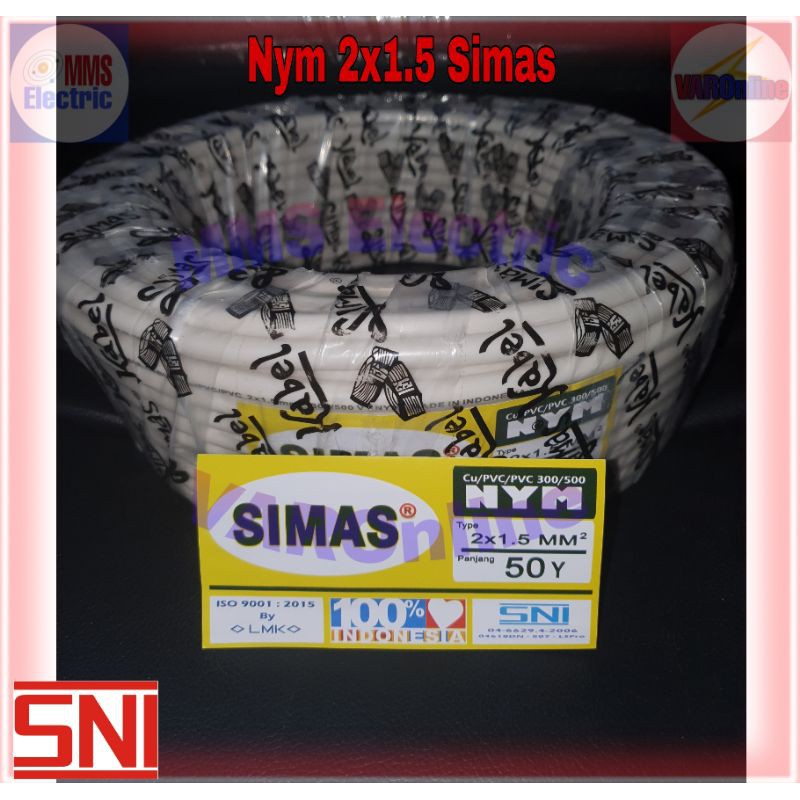 Kabel Tembaga Nym 2x1,5 Simas (SNI)