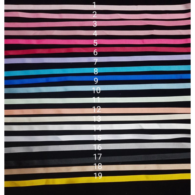 

sale pita grossgrain salur polos aneka warna 1cm per yard atau 90cm