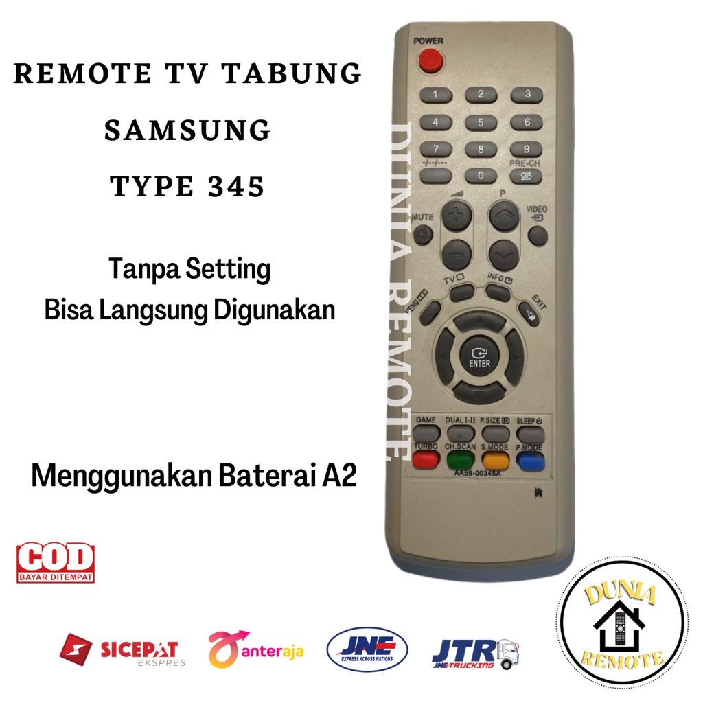 Remot Remote TV Samsung 345 Tabung slim flat tanpa setting