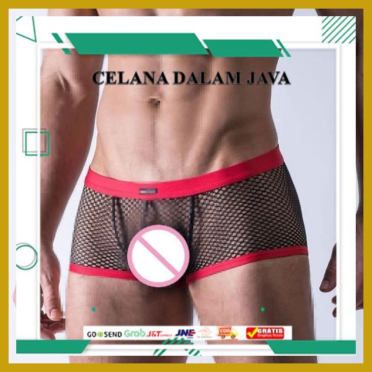 BOXER PRIA  / BOXER PRIA SEXY / BOXER PRIA TERBAIK / CNCD A203-1 SEXY MEN TRANSPARENT MESH BOXER SHO