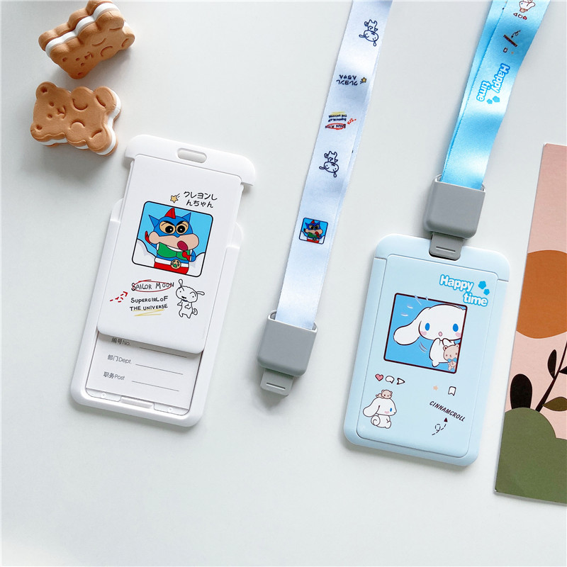 Cartoon pattern Work Name ID Card Holders With retractable stretch style School Office Waterproof Business Work Card ID Badge Namecard Vertical Certificate Identity Case Stationery