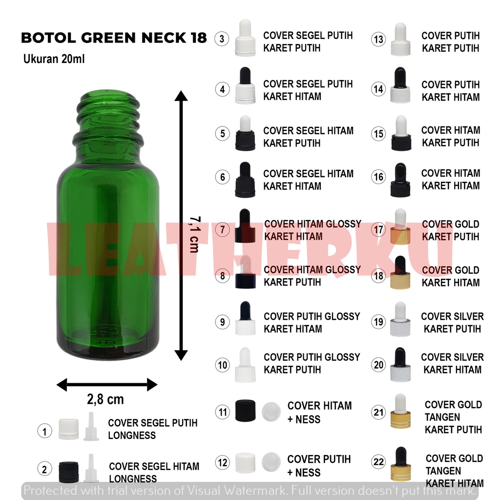 Botol Kaca Pipet Import 20 ML Hijau