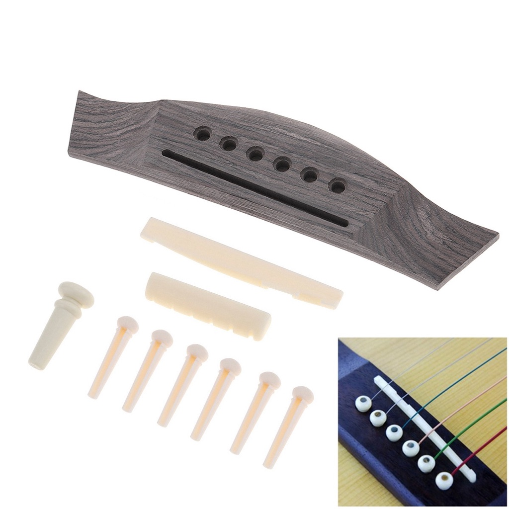 1 Set Bridge Gitar Akustik Folk Rosewood Ukuran 40 41 Inci + Pin Bridge / Saddle / Nut