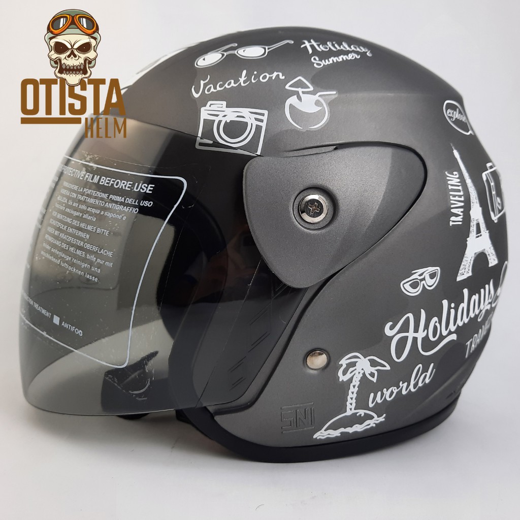 Helm Half Face Bnh Gm Evo Evolution Traveling Grey Gunmet Doff Abu Abu Matte Helm Murah All Size L
