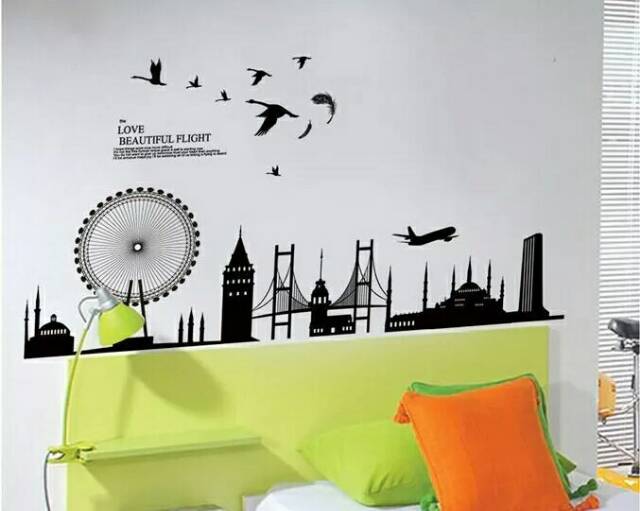 RELIZA WALL STICKER SILUET HITAM LONDON CITY KINCIR STIKER DINDING JM7279