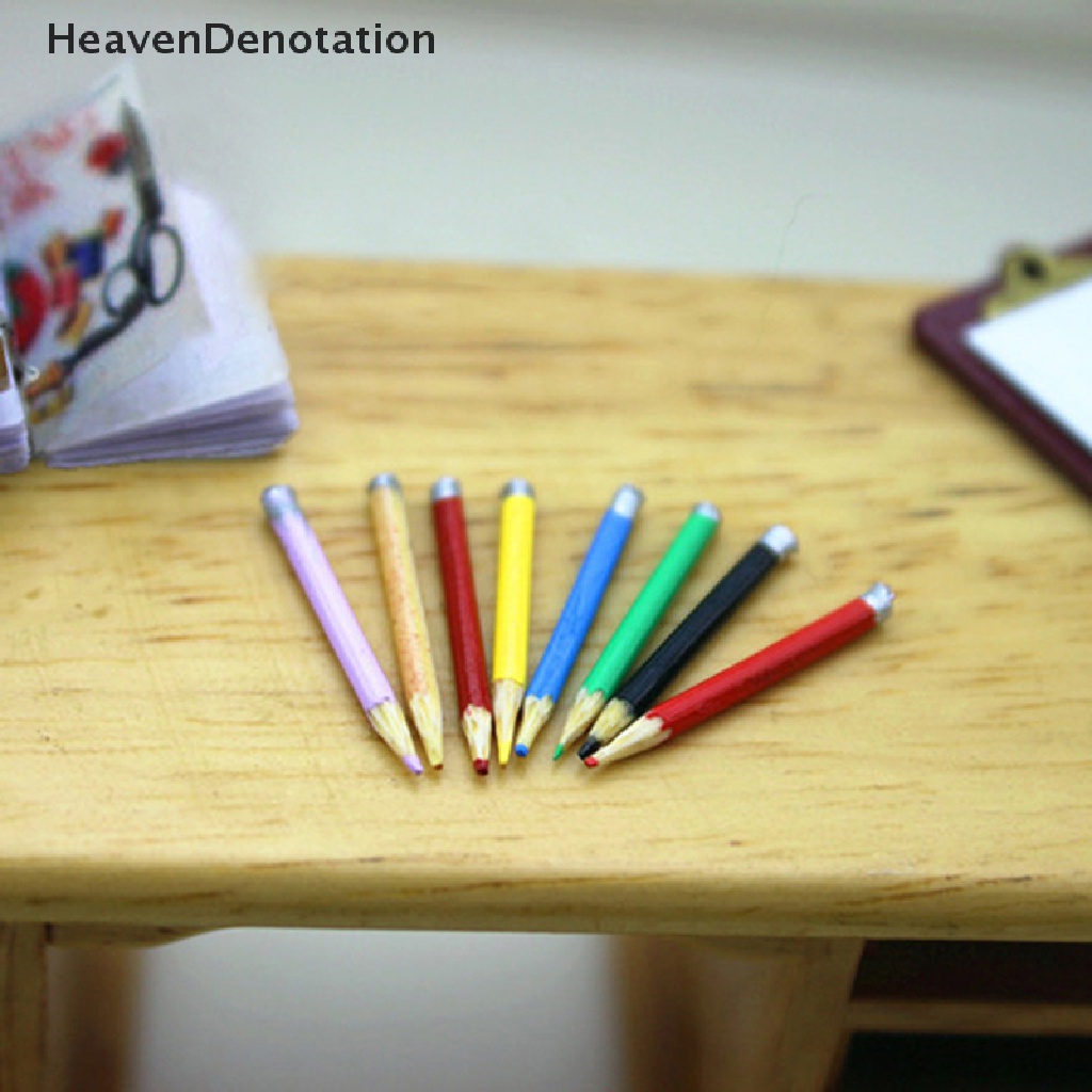 [HeavenDenotation] 1 Set/8pcs mini dollhouse miniature accessories mini color pencil