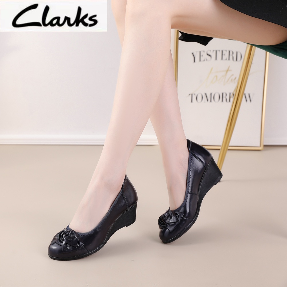 Clarks new pita sepatu woman  / clarks flat wanita  Wanita Clarks melati kulit asli Sepatu/hak tinggi 5cm