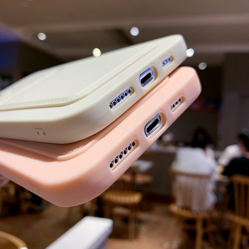 Soft Case TPU Dengan Holder Kartu Untuk iPhone 12 11 Pro Max Mini X XS Max XR SE2 7 8 Plus