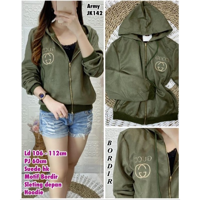 JK142 SUEDE HK BORDIR GUCCI/JAKET SUEDE/JAKET IMPORT