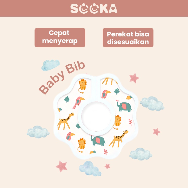 SOOKA BIB Slabber Non Woven Fabric Quality/ Handuk Air Liur Bayi / Round BIB / BIB 360° / Tatakan iler / Celemek Bayi ReUseable SK-ECA1053