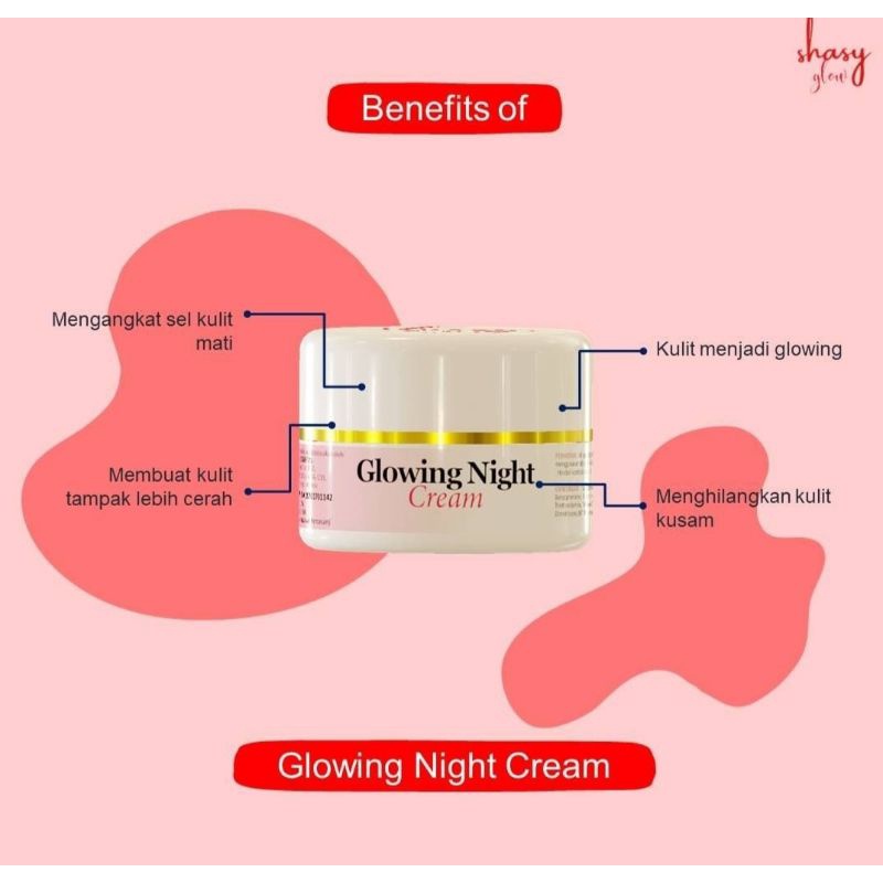 shasy glow glowing night cream with retinol segel reg bpom original
