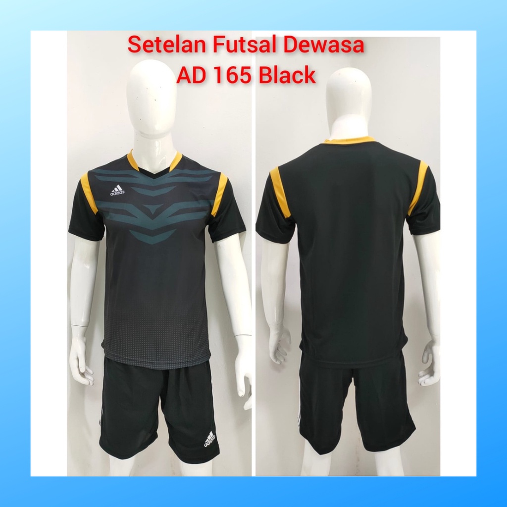 jersey futsal pria kaos sepak bola baju dan celana setelan wanita dewasa t-shirt outfit seragam jarsey kostum olahraga pakaian apparel print sport jersy soccer casual jersi suit AD165 hitam