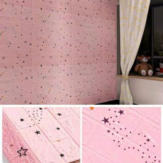 Wallpaper 3D Motif Bata Pink Bintang Uk 77cm x 70cm