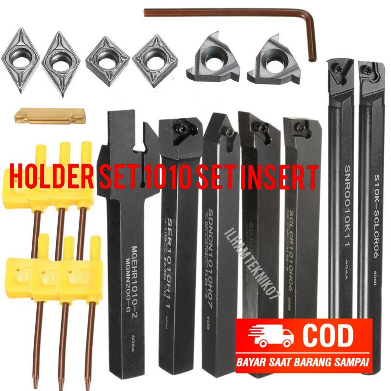 holder bubut set pahat bubut holder 1010 set 7 Pcs set insert mata porting pisau bubut set insert