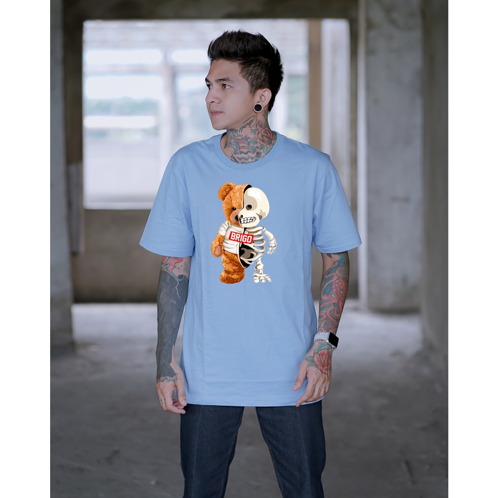 Kaos Distro BRIGO Beruang Two Face || BRIGO Kaos Lengan Pendek Bear Two Face || Kaos Katun Combed M-XL ( Pria &amp; Wanita )