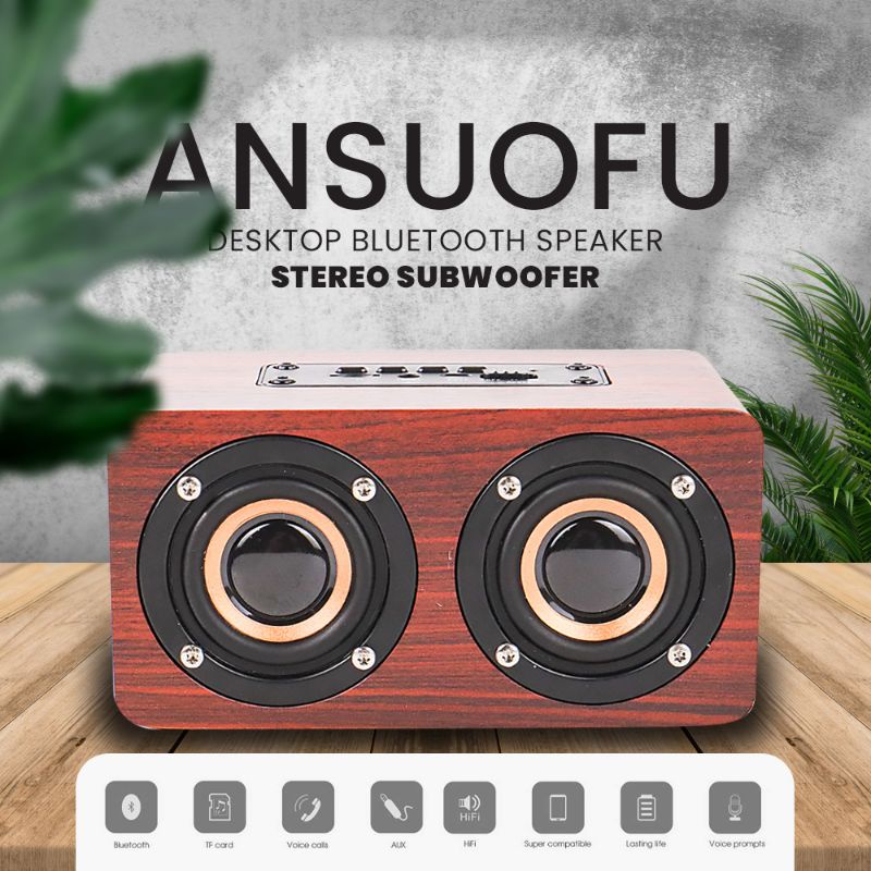 Speaker Bluetooth Stereo Subwoofer ANSUOFU - W5 - Red