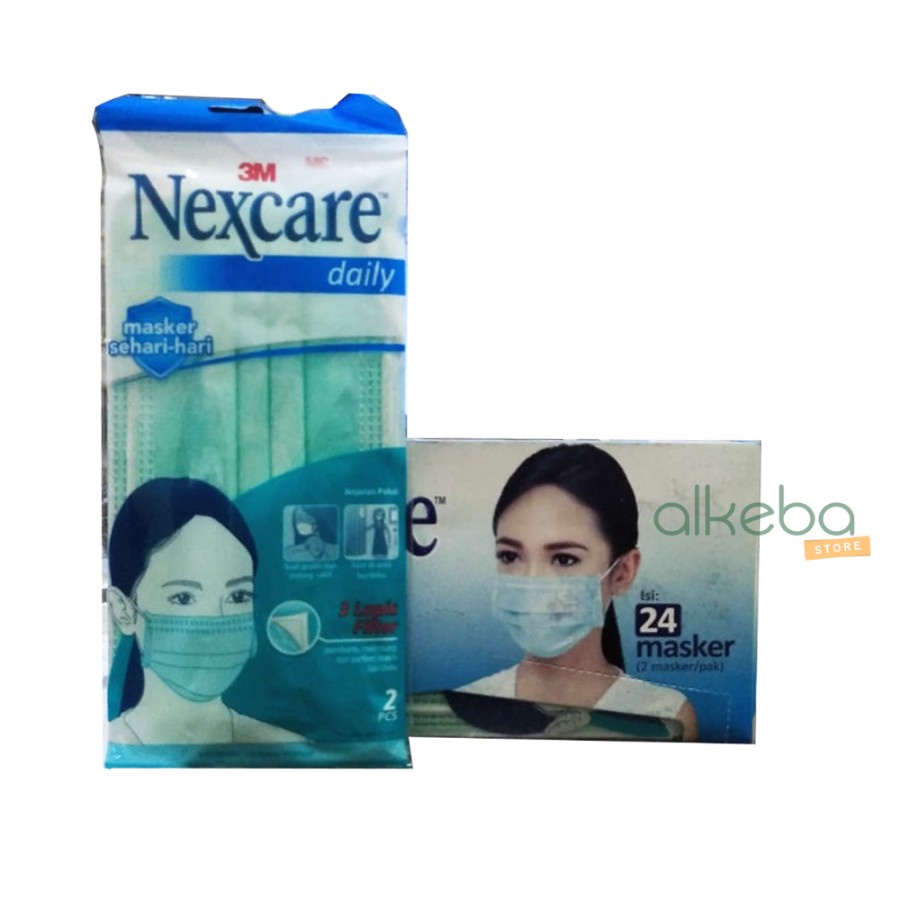 Masker medis 3 ply 3M nexcare model earloop 3 lapis filter dus isi 24