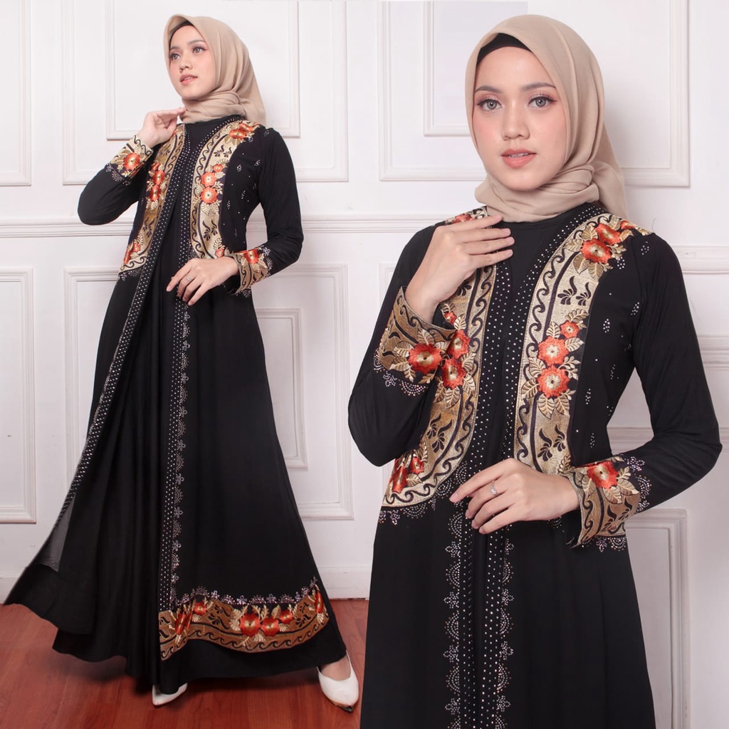 NJ // ABAYA TURKEY N 0852 JERSEY SUPER MIX CERUTY BABYDOLL -  GAMIS DRESS PESTA KONDANGAN MEWAH MUSL