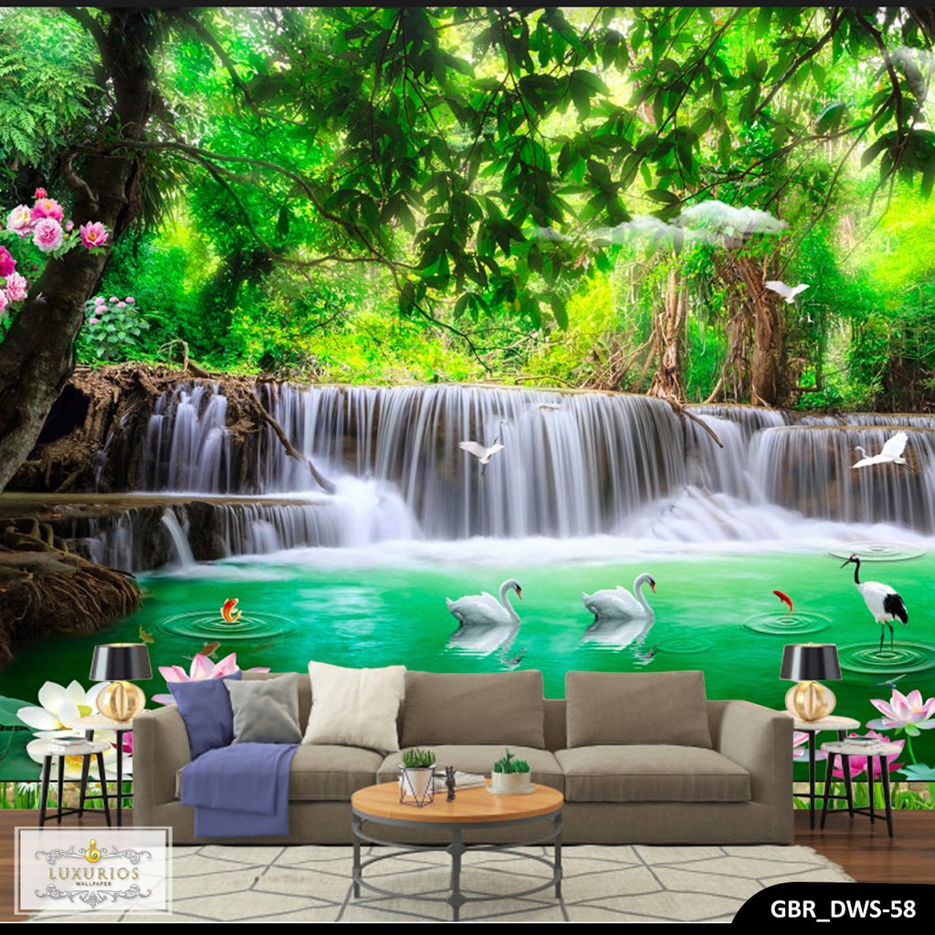 WALLPAPER 3D WALLPAPER CUSTOM WALLPAPER DINDING AIR TERJUN 3