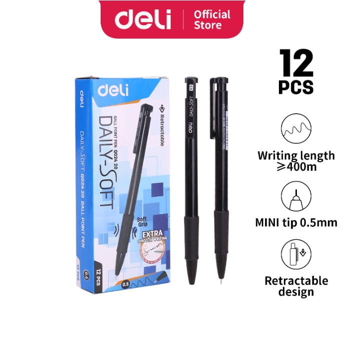 

Deli Pulpen Ball Pen Capable Halus - Warna Hitam 0.5 mm WQ02420