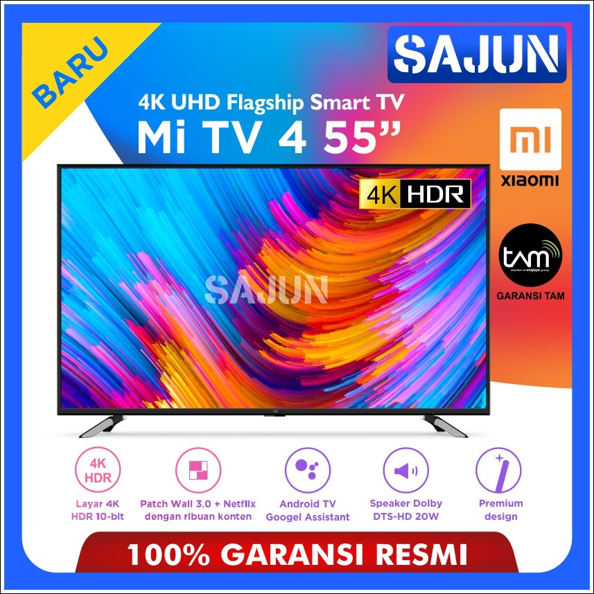 Xiaomi 55 inch Mi TV 4 Smart TV Android 4K UHD TV - Garansi Resmi