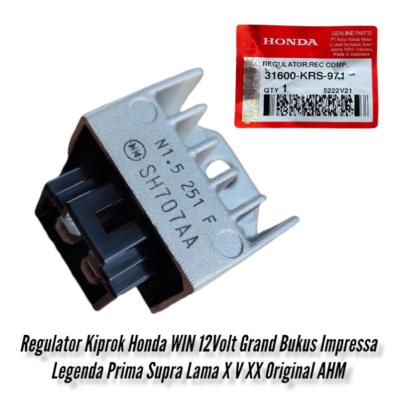 Regulator Kiprok Honda WIN 12Volt Grand Bukus Impressa Legenda Prima Supra Lama X V XX Original AHM