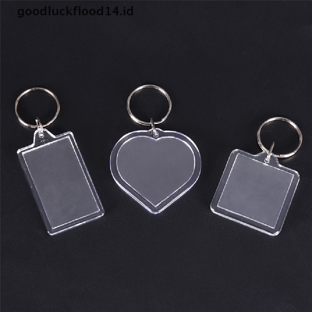 [OOID] 5PCs Transparent Blank Insert Photo Picture Frame Keyring Key Chain DIY Gifts ID