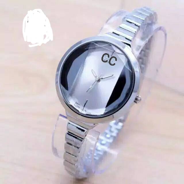 Jam Tangan Wanita Analog Bulat Korean Style Belimbing Rantai Steel